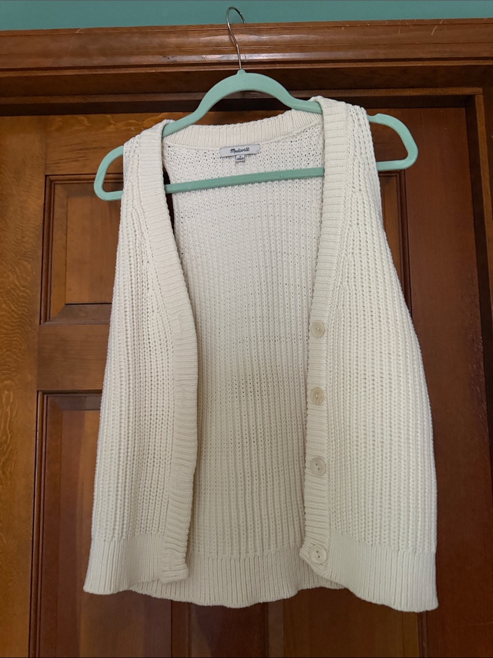 Madewell Cream Knit Button-Front Sweater Vest